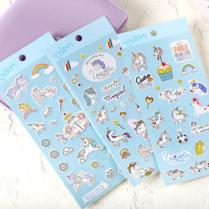 Panda Online 3PCS/Set Unicorn DIY Sticker Cute Decor  Stickers For Book Journal Laptop Luggage