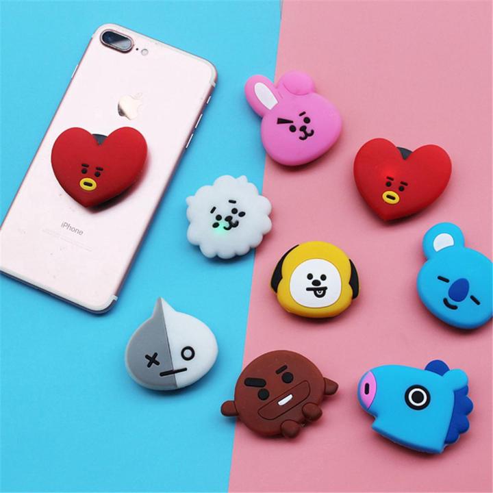 KPOP BTS cartoon kawaii Silicone Pop-up Phone Stand Retractable airbag holder