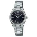 Casio General Silver Black Dial Analog Steel Band Watch for Womens-LTP-V005D-1B2UDF. 