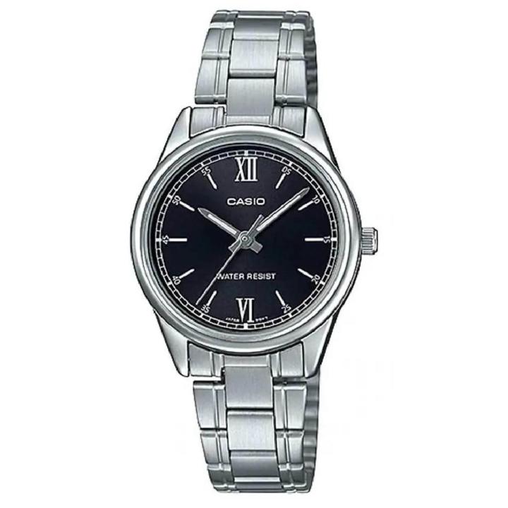 Casio General Silver Black Dial Analog Steel Band Watch for Womens-LTP-V005D-1B2UDF