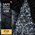 ANSIO® Outdoor Christmas Lights 320 LED 11m/35ft Icicle Lights Outdoor & Indoor Cool White Decorations String Fairy Outside Lights with Timer for Xmas Garden Bedroom & Party|Mains Powered Green Cable. 