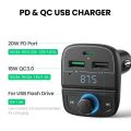 UGREEN__ Car Bluetooth Adapter - Car Charger + Bluetooth FM Transmitter PD/QC 3.0/4.0, Support Hand-Free Calling/MP3 Audio Playing/TF&USB Driver/Voltage Display. 