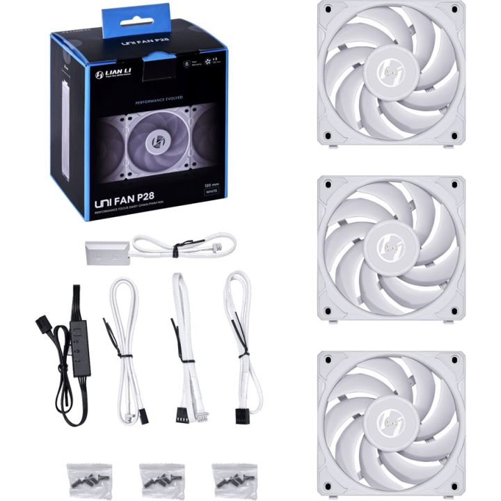 Lian%20Li%20UNI%20Fan%20P28%20120mm%20Daisy-Chain%20PWM%20Case%20Fan%20with%20Controller%20%7C%20White%20-%20UF-P28120-3W,%203-Pack%20-%20Image%204