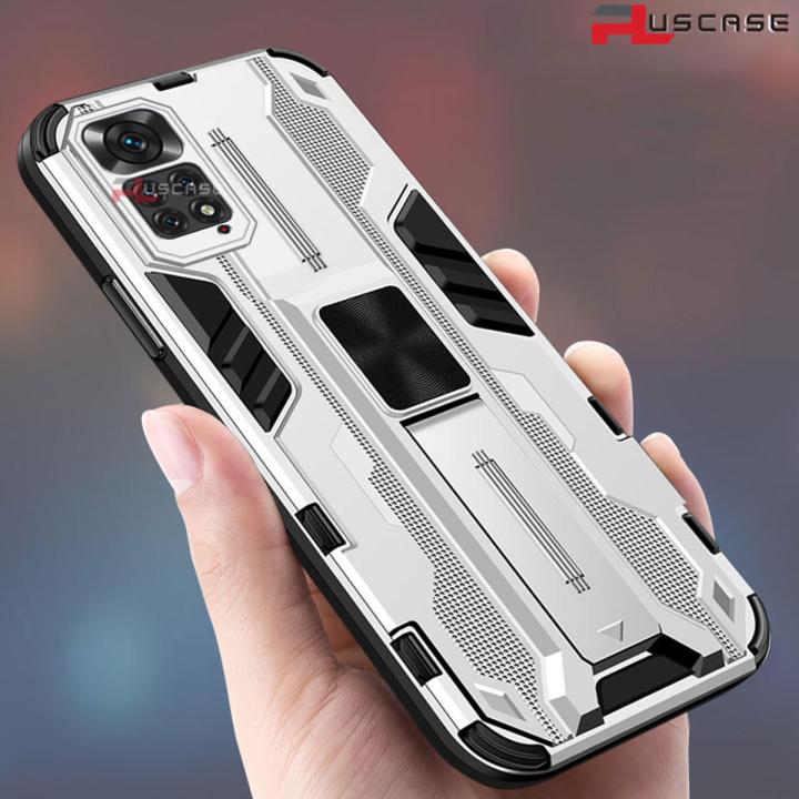 PlusCase for Xiaomi Redmi Note 11 / 11S 4G Kickstand Phone Case Camera Lens Protector Hard Impact-Resistant Cover