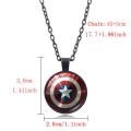 Marvel Avenger Captain America Shield Cabochon Glass Pendant Chain Necklace. 