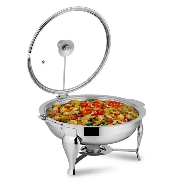 Alpha Stainless Steel Chafing Dish - Round Buffet Serving Pot & Food ...