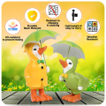 2PACK Dilly and Dally Garden Ducks Kit with Detachable Umbrella Garden Ornaments Outdoor Novelty Standing Sculpture Set. 
