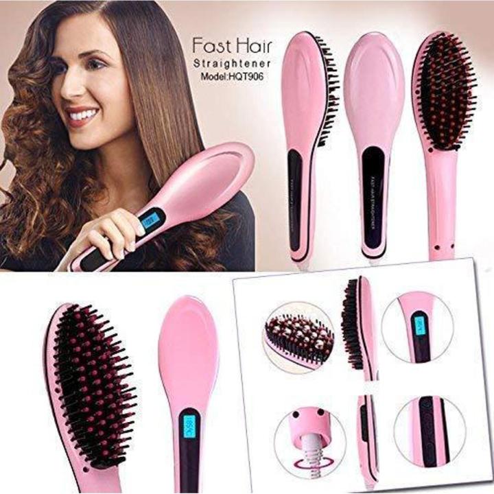 Fast%20hair%20straightener%20brush%20-%20Electric%20Hair%20Styling%20Straightener-%20Pink%20-%20Image%202