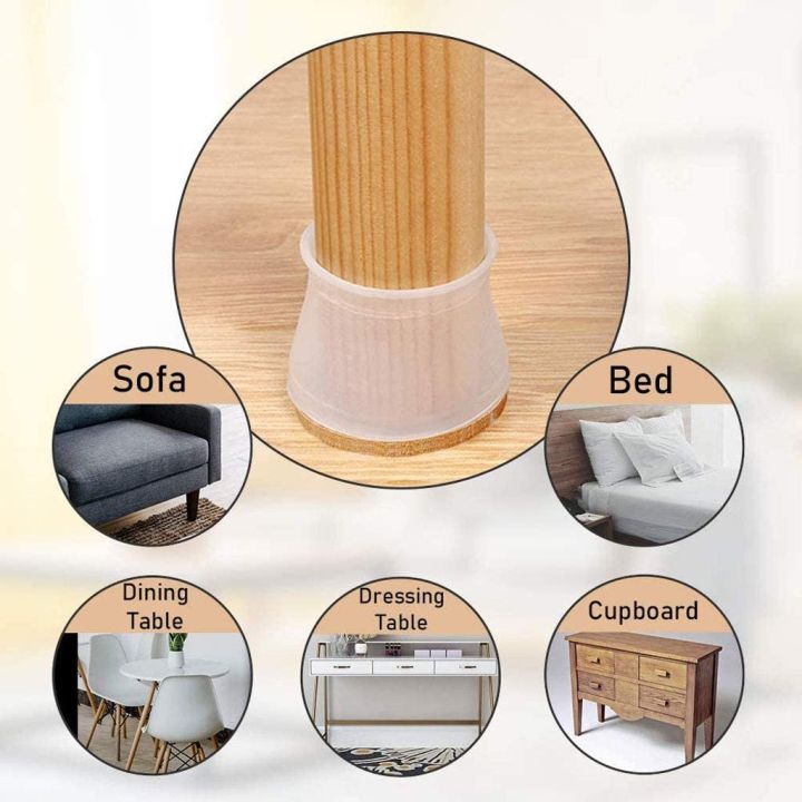 PACK OF 4 Chair Leg Floor Protectors Silicone Furniture Leg Caps Protection Cover