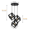 3 in 1 Square Matte Black Pendant Light With Round Base Fixtures Over Kitchen Island, Hanging Ceiling Lights, E26/E27 Medium Base, Bulbs not Included.. 