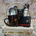gift basket for men , perfume , body spray , watch , wallet , mug , birthday  , fashion , boys baskets , for him. 