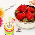 Cute Cartoon Fruit Fork and Ring Stand-Cartoon Shaped Stainless Steel Fruit Fork Set for Kids with Ring Stand. 