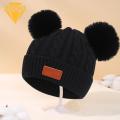 Children Hat Bib Gloves Set Cozy Winter Baby Hat Scarf Gloves Set with Plush Balls Solid Color Knitted Design for Extra Warmth Perfect Gift for Little One 3 Piece Set Knitting Hat Scarf Gloves Set. 