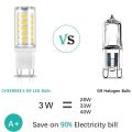 G9 LED Light Bulb 3W Cool White 6000K Equivalent to 40W Halogen Bulbs, Pin Base G9, AC220-240V, 360°Beam Angle, Dimmable, 1 Pack, A One World Energy Saving lamp life 30000h. 
