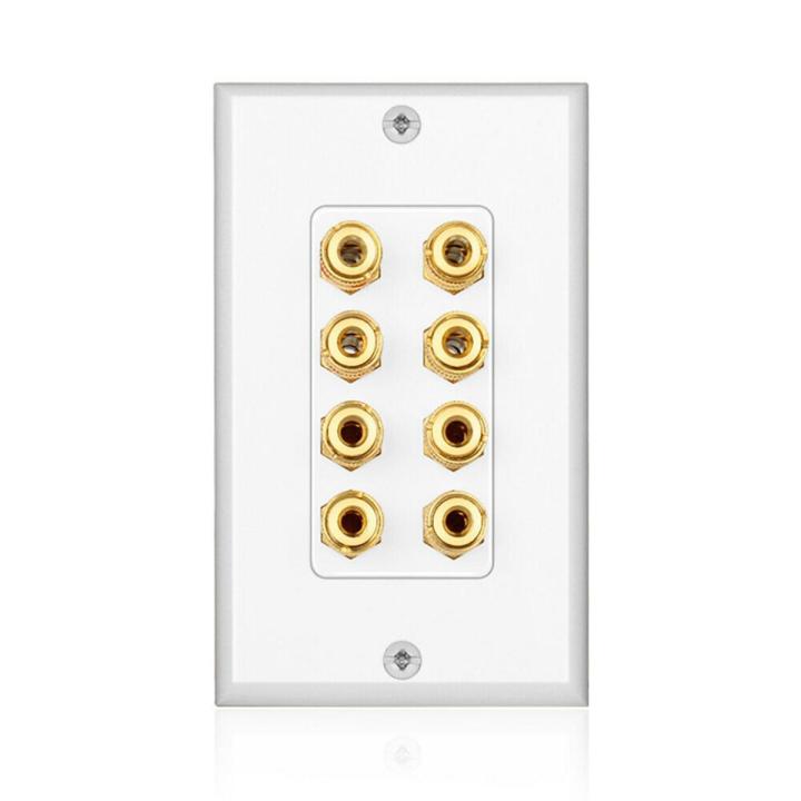 8 Posts Speaker Wall Plate Home Theater Wall Plate Audio Panel for 4 Speakers
