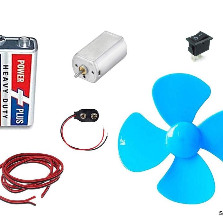 DC motor fan Set Electronic Science project Kit with Battery | DC Motor Fan kit for School Science Project