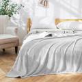 Fluffy Mink Fleece Throw Blanket- Silver. 