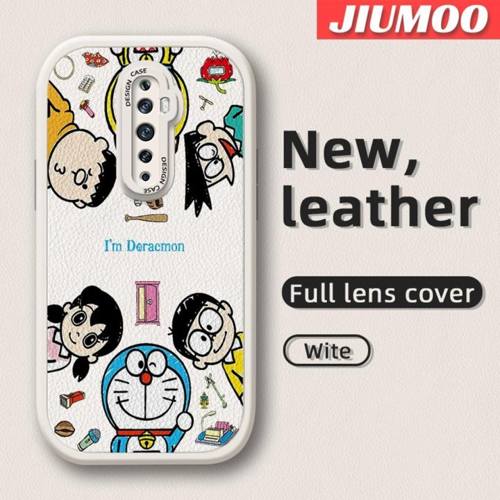 JIUMOO For OPPO Reno 2F Reno 2Z Case Cartoon Oil Doraemon Thin Leather Soft Full Lens Back Cover Camera Protect Cases Shockproof Casing