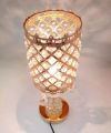 Gold Crystal Beads Table Lamp Metal Body With 3 Touch Lights Mode. 