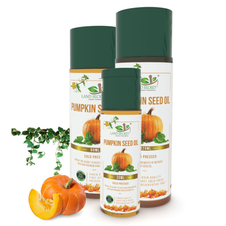 Land Secret Organic Pumpkin Seed Oil for Skin and Hair - Cold-Pressed, 100% Pure & Unrefined