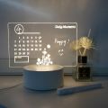 Acrylic DIY Desktop Lamp USB Calendar Board Message Board Light Rewritable Lightweight Multifunctional With Pen Home Accessories 1Pcs. 