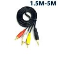 RCA AV Cable Audio Video 3.5mm 3 in 1 jack to 3 RCA cable 112 cm Cable High Speed RCA Adapter(Aux to AV). 