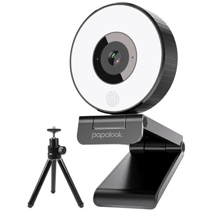 1080P Webcam with Ring Light , papalook PA552 Full HD Streaming Web Camera with Dual Microphones, Plug and Play USB Webcam for PC Mac Laptop Desktop