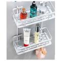 2 Layer Bathroom Corner Shower Shelf Aluminum Rack Storage Organizer. 
