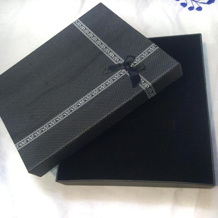 Black Ribbon Gift Empty Box For Ring, Chain, Pendant , Necklace Set