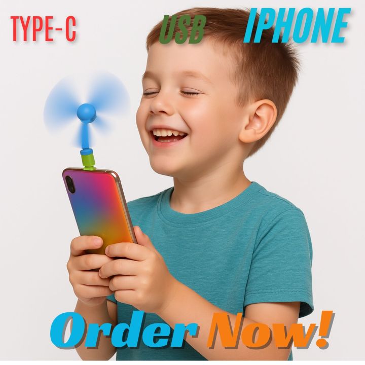 Mobile Phones Mini Electric Fan, Cooler for Android Mobile/PC/Laptop and Power Bank Multicolor