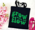 Vagile Grow with the Flow Slogan SUPER HEAVY WEIGHT SHOULDER TOTE SHOPPING CANVAS BAGS Gift Idea. 