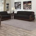 Apricot Quilted Cotton Sofa Covers Premuim Quality Antislip Runners for Sofa's Protection Black with Side Pockets. 