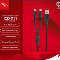 Itel 2-in-1 Multi Charging Cable ICD-X11 – Dual Micro USB to USB | 1.2M Extra Durable & Strong | 2.1A Fast Charging | Universal Compatibility with Android Smartphones, Tablets, Power Banks | Portable & Easy to Carry | High-Quality Charging Accessory. 