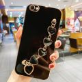 COROGI for Vivo Y66 Back Cover with Love Heart Bracelet Luxury 6D Plating Frame Shiny Chain Cases Soft Silicone Square Protective Mobile Phone Case for Girls Boy. 