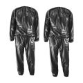 2 Pcs Heavy Duty Fitness Weight Loss Sweat Sauna Suit Exercise Gym Anti-Rip Black, L & XXL. 