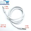 3.5mm Male to Male 4 Pole AUX Audio Headphone Extension Cable Cord Lead white. 