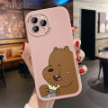 Hontinga for iPhone 11 Pro Max Back Cover PU Leather Cartoon Ice Bear Case Soft Silicone Edge Phone Cases. 