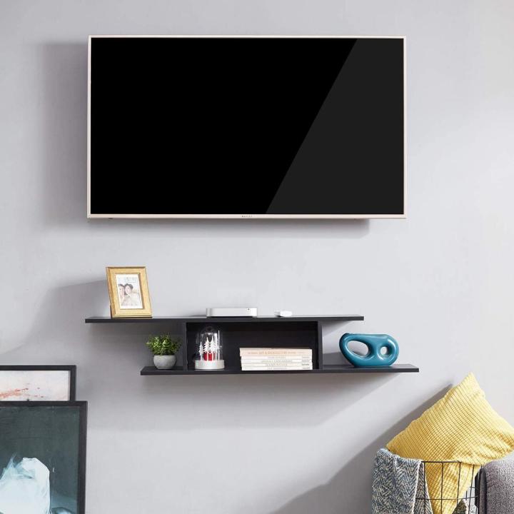 Floating TV Stand Wall Mounted Entertainment Center Media Console Wood Wall TV Shelf