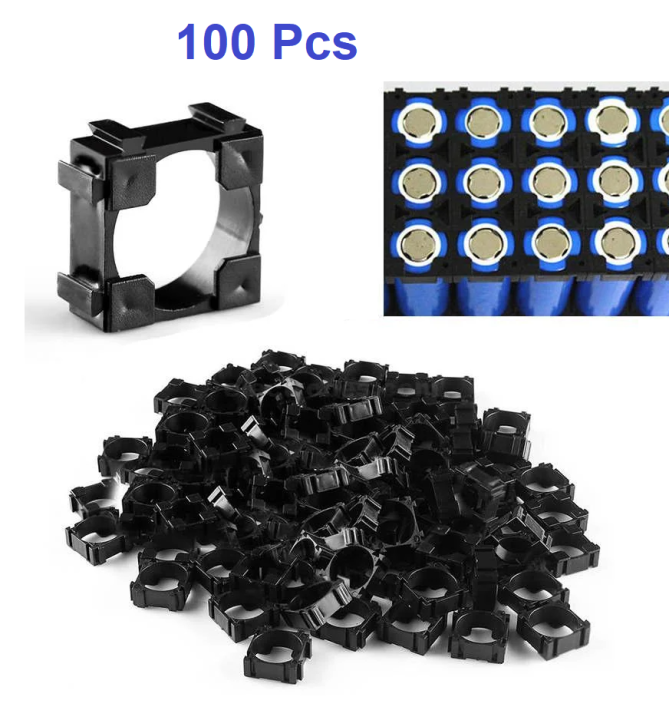 100 Pcs 18650 Li-ion Batter Spacer Holder 100 Hole 1x 3.7v 18650 Black Plastic Cell Bracket