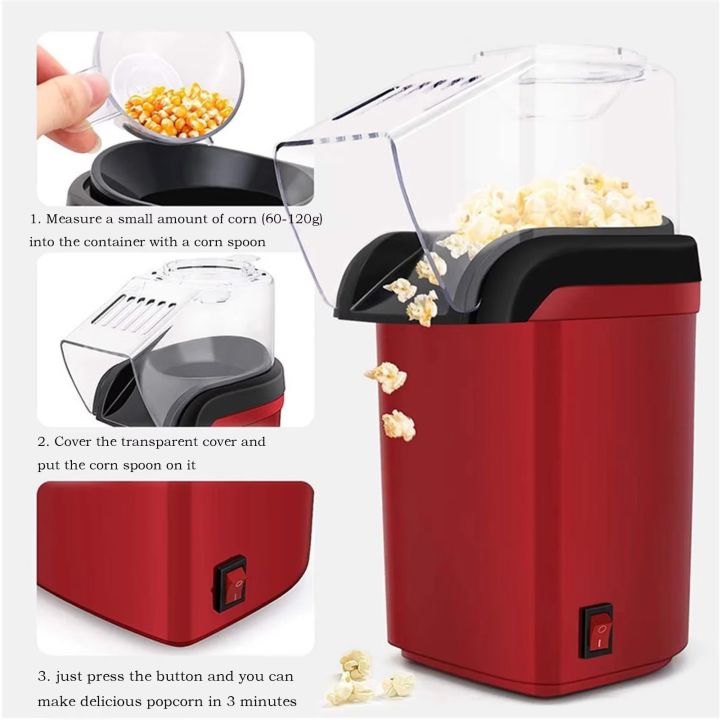 Hot Air Popcorn Maker – Fast, Oil-Free Popcorn Machine with Measuring ...