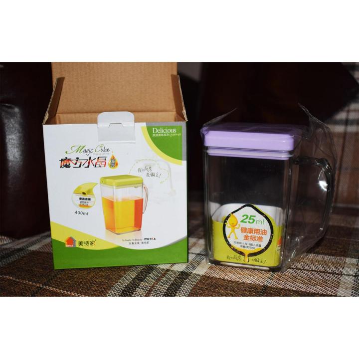Crystal Oil Storage and Measuring Jar 400 ml (Lid color may be vary upon availability)