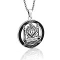 Freemason Necklace Gold Stainless Steel Free Mason Necklace Masonic Symbols Pendant Jewelry Men Hip Hop Freemasonry Male Gift. 