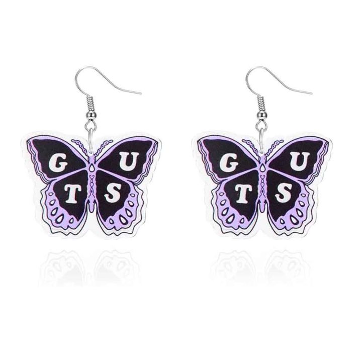 GUTS World Tour Concert Earrings Acrylic Purple Butterfly Earrings for Women Girls Fans Costume Outfits Dress Decor