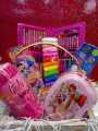 gift basket for kids with lunch box , pencil box , water bottle , stationery kit , colouring kit , caryouns , colours , markers , pencil , eraser , sharpner , glue , play dough  ,sticker , water colours. 