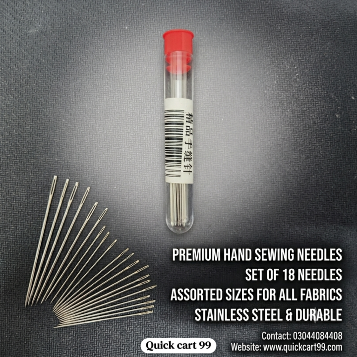 18 Pcs Premium Hand Sewing Needles Set - Durable Stainless Steel Assorted Sizes for All Fabrics - By Quick Cart 99
