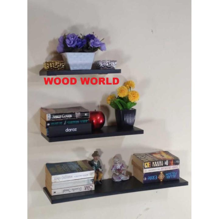 Pack of 3 BLACK (12 x 6 16 x 6 20 x 6) Wall hanging Floating Shelves,Book Shelf,Display decorative items, display Rack for Room/Kitchen /living room Storage/Display Rack/Photo Frames