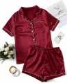 Hot Sexy Silk Short Nighty for girls Set 2 Piece Night Wear For Women Full Hot Pajamas Sets Short Sleeve Loungewear Bridal Ladies Sleepwear. 