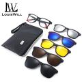 LouisWill 5 in 1 Sunglasses Set Magnetic Snap-On Glasses Unisex Lenses Retro Frame UV400 Polarized Driving Day Night Vision Sunglasses Outdoor Anti-UV Eyewear for Diving Fishing Hiking. 