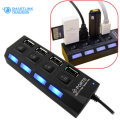 USB Hub 4 Port With 4 Buttons And 4 LED Indicator USB Hub for PC and Laptop 2.0. 