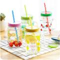 Mason Jar Mug Multicolor With Straw and Lid. 